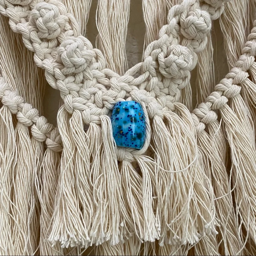 Cotton Macrame Woven Cord Tree Branch Stick Boho Hanging Wall Decor 19”X18”